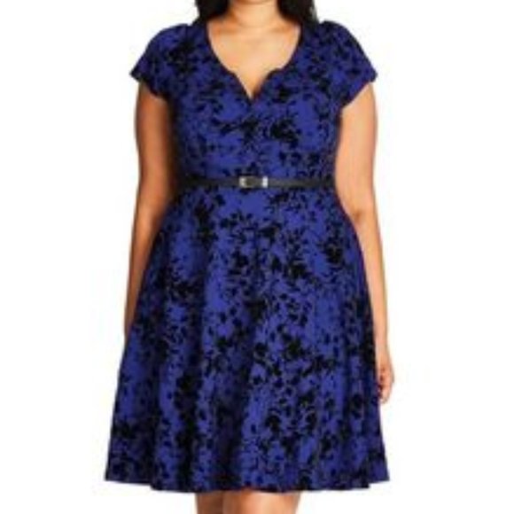 City Chic Dresses & Skirts - NWT City Chic COBALT ROSE BEAUTY FIT & FLARE DRESS 16W